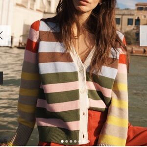 Boden Lucy Relaxed Cotton Cardigan 
Multi-Hotch Size Medium